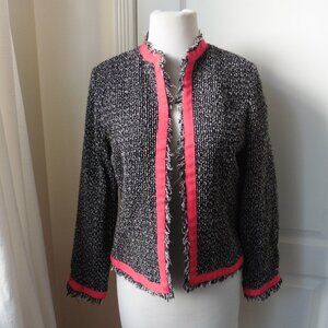 Carole Little Petite NWT Vintage Pink Trimmed Open Front Tweed Jacket Medium PM